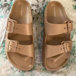 BAMBOO Tan Sandals Two-Strap Comfort Various Sizes